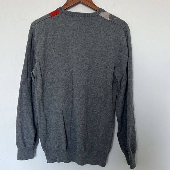 Old Navy Argyle V-Neck Sweater Gray Multicolor Men's Size Large 100% Cotton - Picture 3 of 4